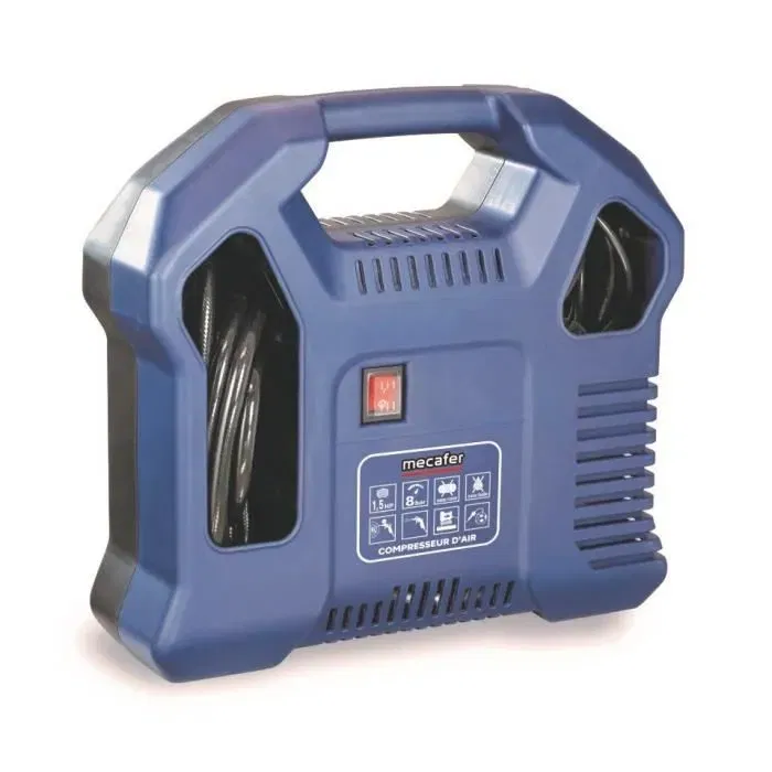 Mecafer 425792 - Compresseur d'air sans cuve, 1.5 HP, 8 bars, bleu, compact et léger pour bricolage Mecafer 425792 - Compresseur d'air sans cuve, 1.5 HP, 8 bars, bleu, compact et léger pour bricolage