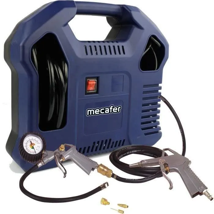 Mecafer 425792 - Compresseur d'air sans cuve, 1.5 HP, 8 bars, bleu, compact et léger pour bricolage Mecafer 425792 - Compresseur d'air sans cuve, 1.5 HP, 8 bars, bleu, compact et léger pour bricolage