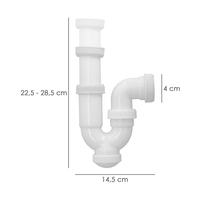 ABRISA Siphon courbe extensible T-31 avec écrou fou 1 1/2 pouces Ø 40 mm