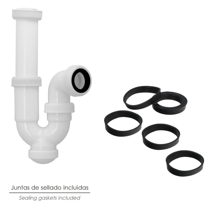 ABRISA Siphon courbe extensible T-31 avec écrou fou 1 1/2 pouces Ø 40 mm
