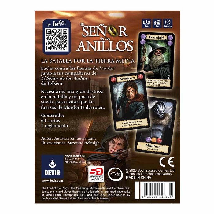 Devir Jeu de Cartes Le Seigneur des Anneaux Bataille pour la Terre Médiane, Compétitif, 2-4 Joueurs, 8 Ans+, 30 Minutes Devir Jeu de Cartes Le Seigneur des Anneaux Bataille pour la Terre Médiane, Compétitif, 2-4 Joueurs, 8 Ans+, 30 Minutes