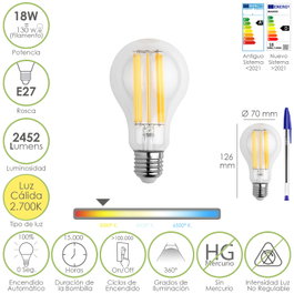 MAURER Ampoule LED filament Standard E27 18W
