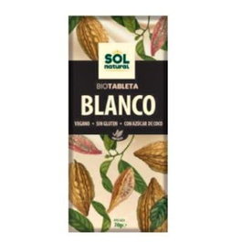 SOLNATURAL Chocolat Blanc Bio Vegan et Sans Gluten 70g