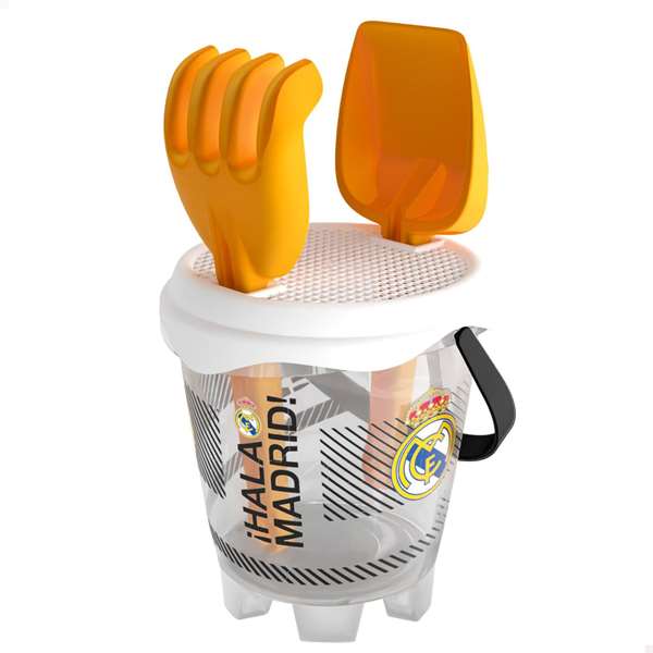 Color Baby Seau de plage Castillo Real Madrid diamètre 18 cm avec pelle, râteau et tamis à partir de 18 mois