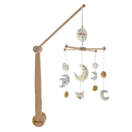 Domiva Mobile musical lune pour bébé, arche en hêtre massif naturel, 60 x 40 cm, pour nuits apaisantes et stimulation visuelle