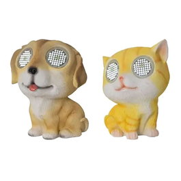 Lumineo Figurine solaire d'animal avec yeux à effet giratoire - Modèles chien et chat