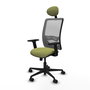 PIQUERAS Y CRESPO Chaise Zulema Synchro Vert olive et Gris, Accoudoirs 2D, Appui-tête