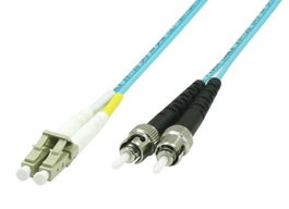 MicroConnect Câble à fibre optique LC-ST Multimode OM3 Duplex, 2m, Bleu Aqua