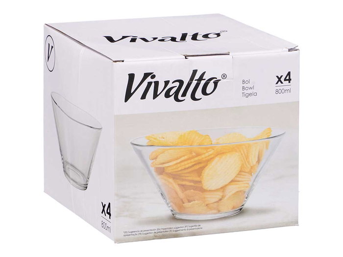 Vivalto Bol Conique Aperitif 16,5 cm Verre Transparent 800 ml (Set de 24)