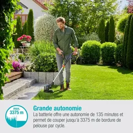 Gardena P4A ComfortCut 23/18V - Coupe-bordure sur batterie 18V avec manche télescopique et largeur de coupe 23 cm