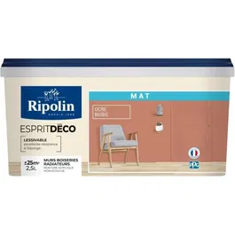 Ripolin - Peinture acrylique murale intérieure mate, Ocre Nubie, Multi-supports (papier peint inclus), Rendement 25 m², Pot de 2.5L