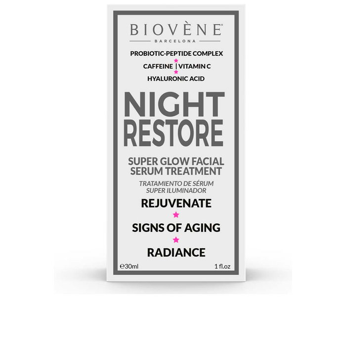 Biovène Sérum Visage NIGHT RESTORE Super Glow Traitement Nuit Anti-Âge Réparateur Peau 30 ml Biovène Sérum Visage NIGHT RESTORE Super Glow Traitement Nuit Anti-Âge Réparateur Peau 30 ml