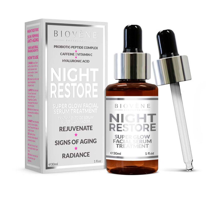 Biovène Sérum Visage NIGHT RESTORE Super Glow Traitement Nuit Anti-Âge Réparateur Peau 30 ml Biovène Sérum Visage NIGHT RESTORE Super Glow Traitement Nuit Anti-Âge Réparateur Peau 30 ml