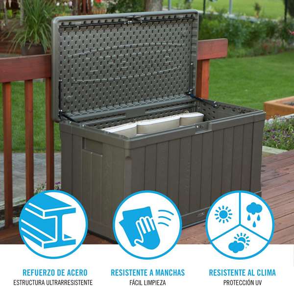 Color Baby Coffre de rangement extérieur marron Lifetime 440 litres 127x64x67 cm