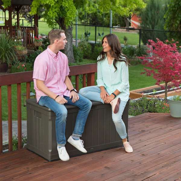 Color Baby Coffre de rangement extérieur marron Lifetime 440 litres 127x64x67 cm