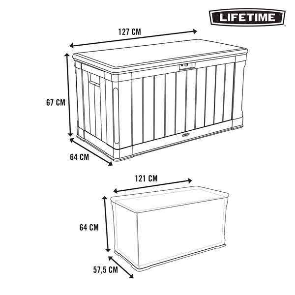 Color Baby Coffre de rangement extérieur marron Lifetime 440 litres 127x64x67 cm