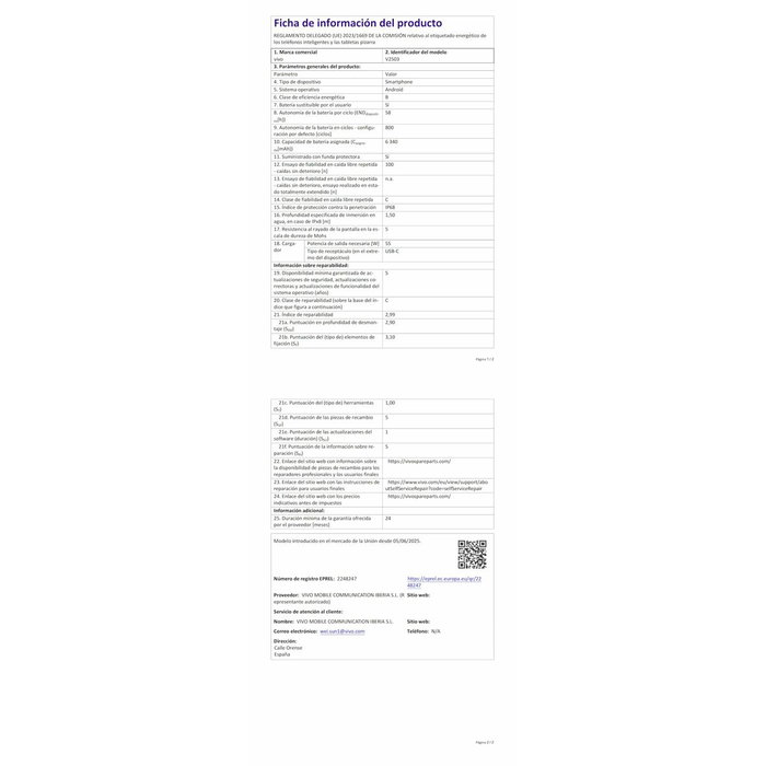 Smartphone Vivo 560272 6,3" 12 GB RAM 512 GB Bleu Smartphone Vivo 560272 6,3" 12 GB RAM 512 GB Bleu