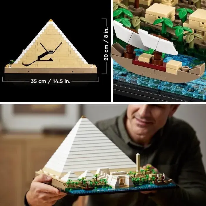 LEGO Architecture 21058 - La Grande Pyramide de Gizeh, Maquette de Construction avec Temples, Sphinx et Obélisque, Décoration Monument Historique