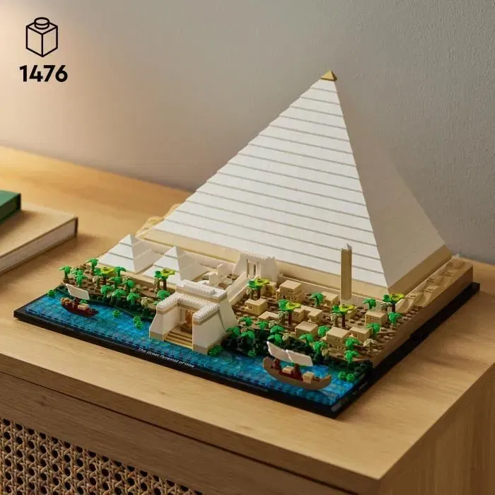 LEGO Architecture 21058 - La Grande Pyramide de Gizeh, Maquette de Construction avec Temples, Sphinx et Obélisque, Décoration Monument Historique