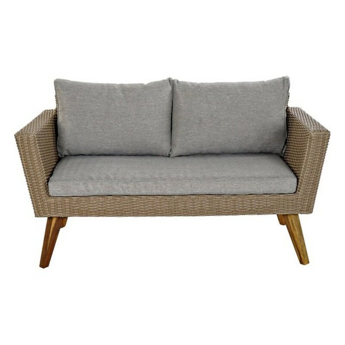 Ensemble Table avec 3 Sièges DKD Home Decor MB-166666 137 x 66 x 70,5 cm Verre Bois rotin synthétique Acier (4 pcs)