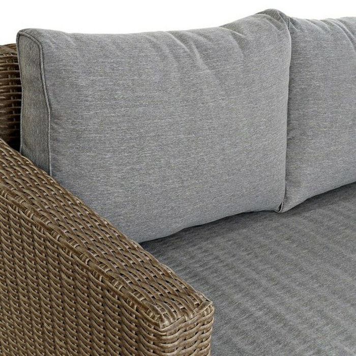 Ensemble Table avec 3 Sièges DKD Home Decor MB-166666 137 x 66 x 70,5 cm Verre Bois rotin synthétique Acier (4 pcs)