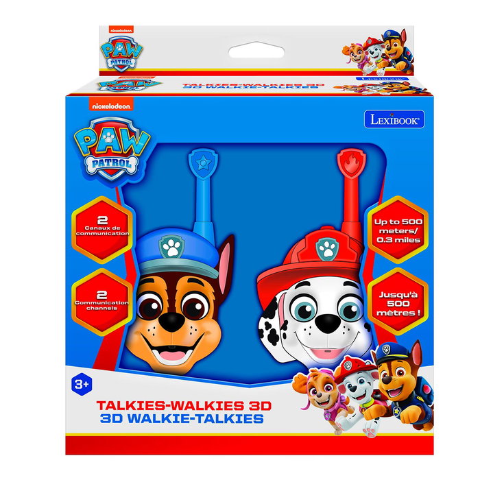 LEXIBOOK Walkie Talkies PAW PATROL - Jouets 3D pour enfants, communication jusqu'à 500 mètres, pour 3 ans et plus