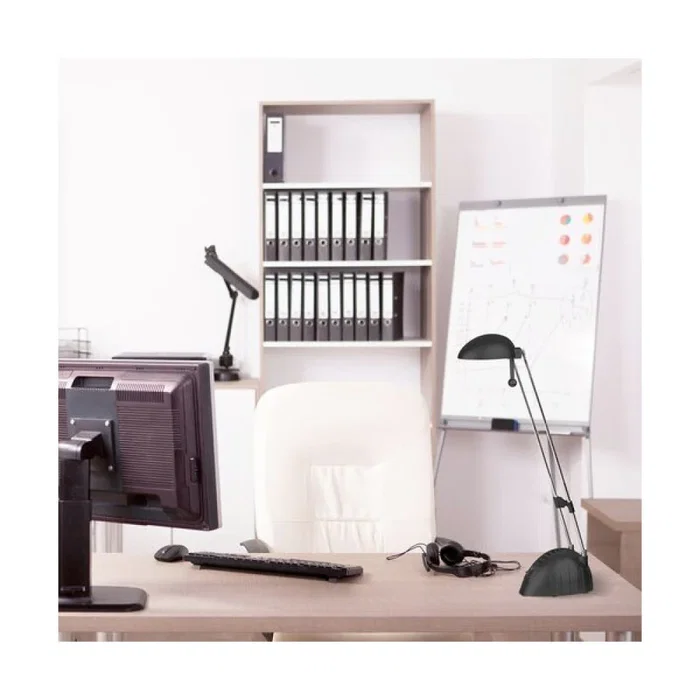 RABALUX RAB-4334 Lampe de Table LED "Ronald" 5W 350 Lm Blanc Froid 4000K, Abat-Jour Orientable en Plastique Noir