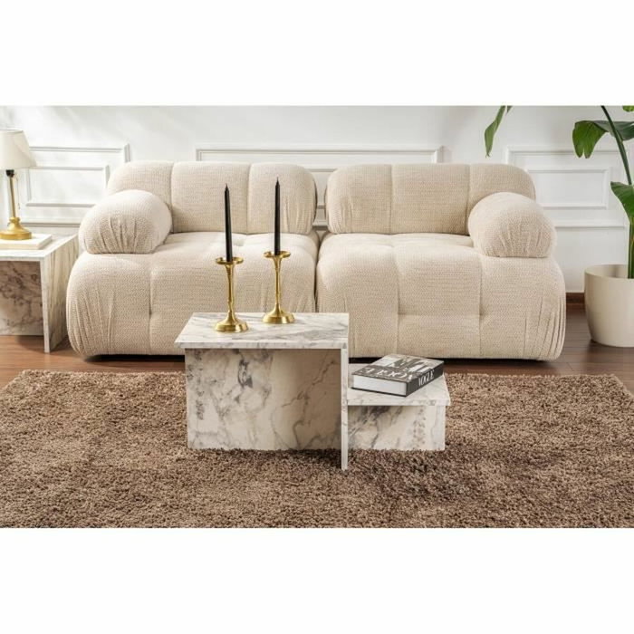 BigBuy Home Table basse Harmony effet marbre Freesia 80 x 40 x 40 cm BigBuy Home Table basse Harmony effet marbre Freesia 80 x 40 x 40 cm