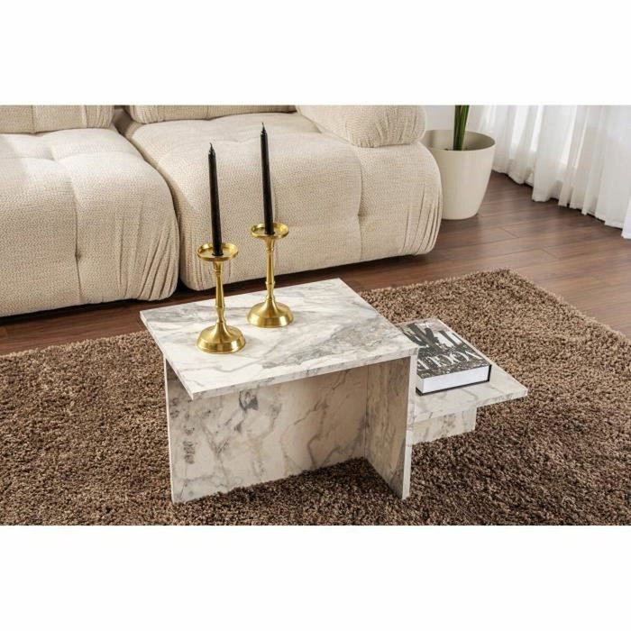 BigBuy Home Table basse Harmony effet marbre Freesia 80 x 40 x 40 cm BigBuy Home Table basse Harmony effet marbre Freesia 80 x 40 x 40 cm