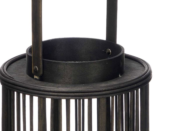 GIFTDECOR Lot de 4 lanternes en bambu noir avec bougie