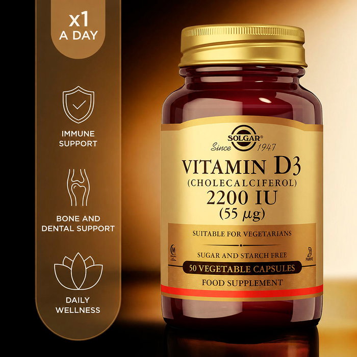 Solgar Vitamine D3 2200 UI (55 µg) - 50 Capsules végétales