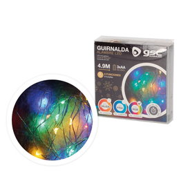 Bambasy Guirlande en fil de fer LED 4,9 m RGB, 8 fonctions, 3xAA