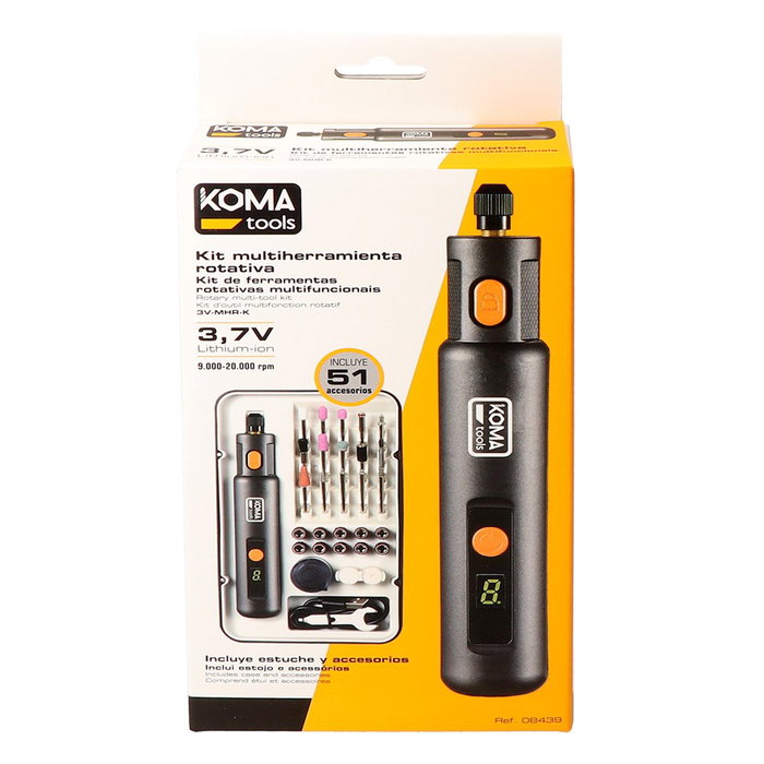 Koma Tools Kit multi-outil rotatif 3,7 V avec 51 accessoires Koma Tools Kit multi-outil rotatif 3,7 V avec 51 accessoires