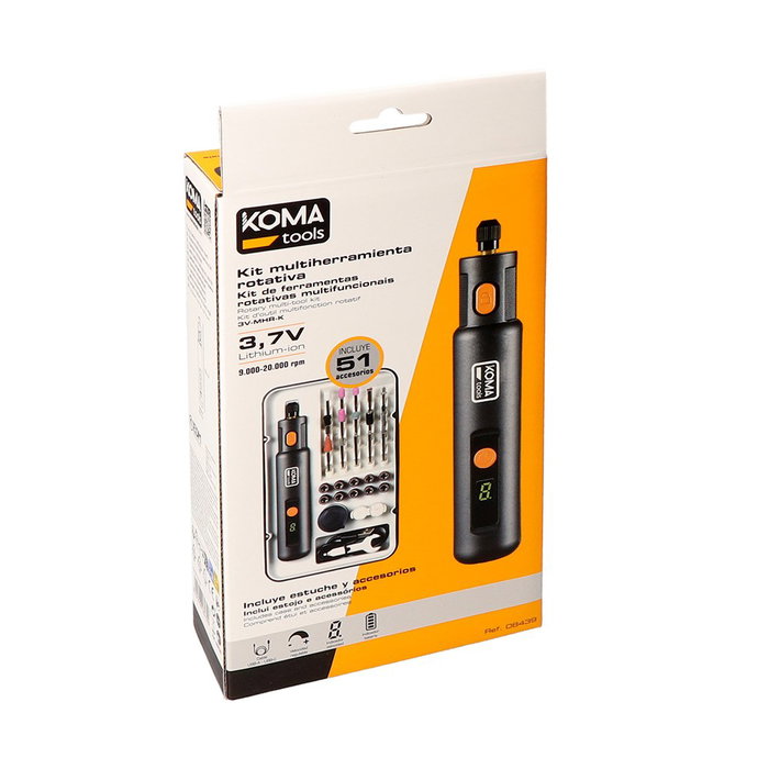 Koma Tools Kit multi-outil rotatif 3,7 V avec 51 accessoires Koma Tools Kit multi-outil rotatif 3,7 V avec 51 accessoires