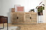 GINER Y COLOMER Buffet 4 Portes en Bois de Mango Massif - Dimensions 200x90x40 cm - Espace de Stockage - Style Rustique Naturel