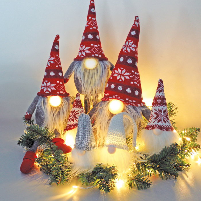 Bambasy Gnome de Noël LED suspendu Gelbin 26cm Gris