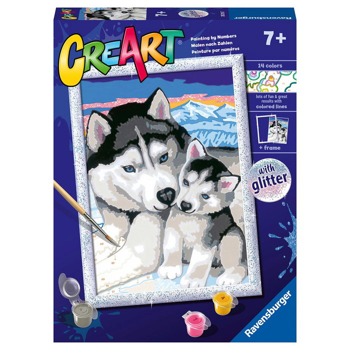 Ravensburguer - Toile à Peindre par Numéros Serie D Classic - Motif Huskies Sibériens - Réf. 20215