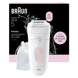 Braun Épilateur électrique sans fil Silk-épil 5 SE5-011 - 2 modes, étanche, 40 min d'autonomie - Blanc et Rose
