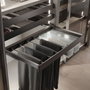 Emuca Kit de porte-pantalon à 7tringles, panier et rack ajustable Quartz pour armoires, glissières extension totale et à fermeture douce, Module 90cm, Finition Titane