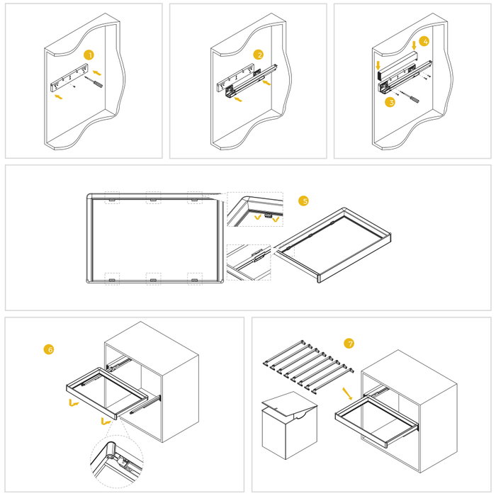 Emuca Kit de porte-pantalon à 7tringles, panier et rack ajustable Quartz pour armoires, glissières extension totale et à fermeture douce, Module 90cm, Finition Titane