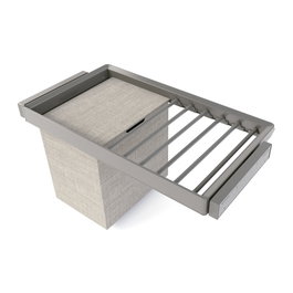 Emuca Kit de porte-pantalon à 7tringles, panier et rack ajustable Quartz pour armoires, glissières extension totale et à fermeture douce, Module 90cm, Finition Titane