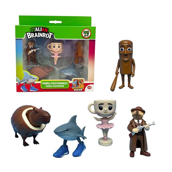 Bizak - Pack de 5 figurines Italian Brainrot - 5 cm - Modèles assortis - Produit en espagnol