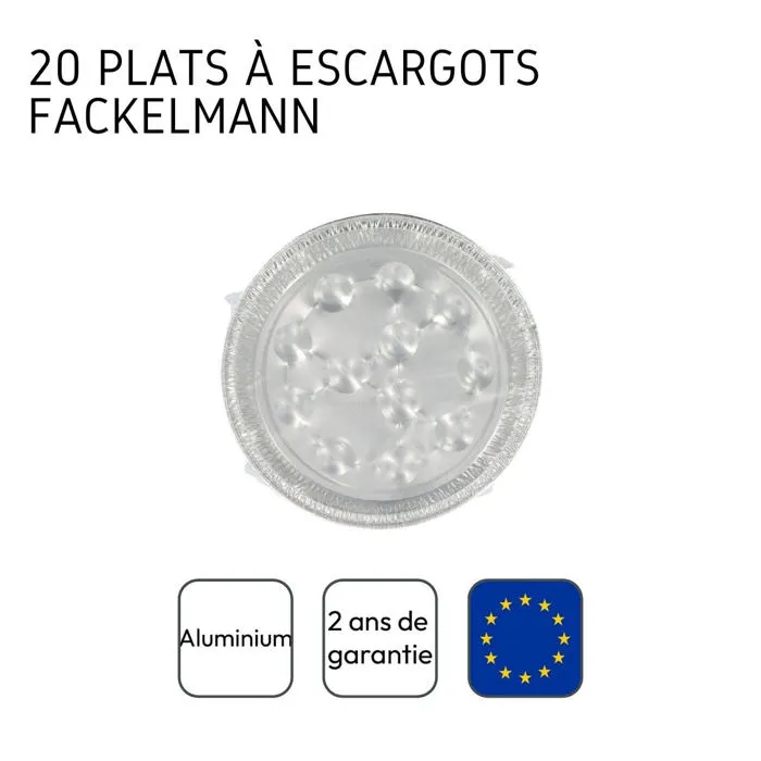 Fackelmann Lot de 2 x 10 plats à escargots en aluminium 17,5 cm - 20 barquettes rondes