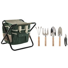 Kit d'outils de jardin Home ESPRIT Noir Vert Argenté Naturel Polyester Aluminium 7 Pièces
