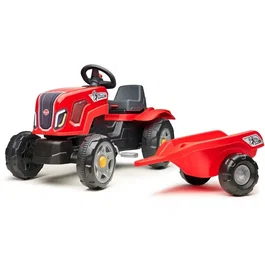 Falk Terra Maxx Rouge - Tracteur à pédales avec remorque amovible