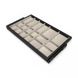 Emuca Kit de tiroir organisateur et cadre coulissant soft close, Module 800mm, Noir texturé et Gris pierre