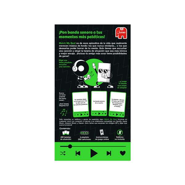 Diset Match My Beat Original - Jeu de cartes musical avec 200+ chansons, compatible avec 4 plateformes, langues: allemand, anglais, espagnol, français, italien, portugais