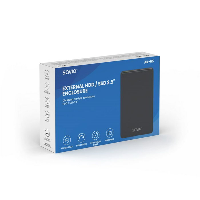 SAVIO AK-65 Boîtier pour disques 2,5 pouces USB 3.0 noir SAVIO AK-65 Boîtier pour disques 2,5 pouces USB 3.0 noir