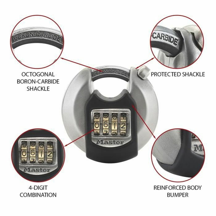 Master Lock Cadenas à combinaison en acier inoxydable 70mm M40EURDNUM