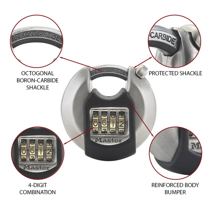 Master Lock Cadenas à disque en acier inoxydable M40EURDNUM